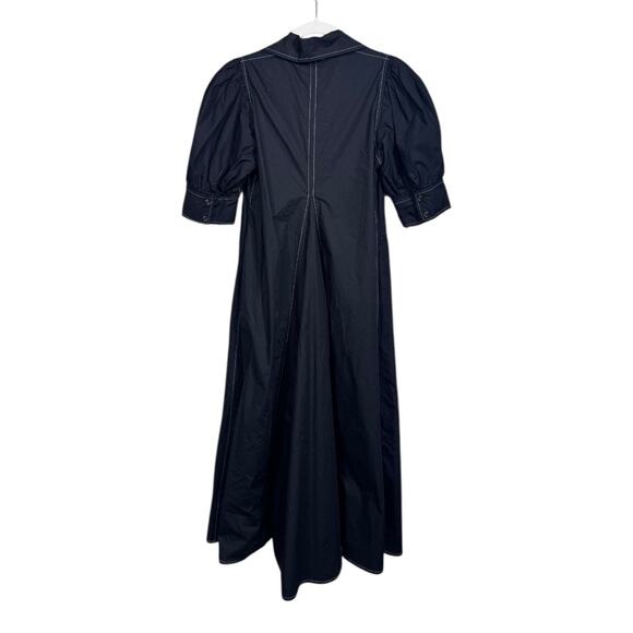 GANNI Black Pleated Cotton-Poplin Midi Dress - Size EU36 - Picture 4 of 5